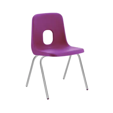 E Series Polypropylene Classroom Chair - 4 Silver Legs - Size EA - Purple